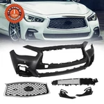 For Infiniti Q50 2018-24 Front Complete Bumper Set W/ Grille & Fog Light Bezels. Fixed Price $378.59.