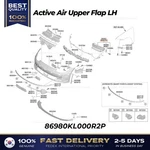 Genuine Active Air Upper Flap Lh 86980KL000R2P For Hyundai Ioniq. Fixed Price $419.00.