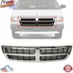 New Front Grille Black And Chrome Plastic For 1999-2003 Dodge Ram 1500 2500 Van. Fixed Price $149.33.