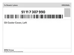 Genuine Bmw Oil Cooler Cover, Left 51-11-7-307-990 New. Fixed Price $19.24.