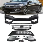 For 2016-2017 Honda Accord Front Bumper Upper Lower Grill & Led Fog Lights Set. Fixed Price $206.99.