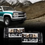 Led Drl Black Headlights &bumper Corner Lamps Fit For 94-98 C10 C/k Silverado. Fixed Price $88.74.