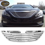 Fits 11-14 Hyundai Sonata Front Bumper Hood Upper Grille Chrome Abs. Fixed Price $75.99.