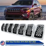 Black+chrome Honeycomb Mesh Front Hood Grille Inserts For Jeep Cherokee 2019-22. Fixed Price $48.05.