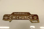 Vintage License Plate Emblem From Dealer Embossed C.m. Church Chevy Oldsmobile. Fixed Price $44.91.