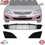 New Front Bumper Lower Grille And Fog Covers Black For 2009-2010 Toyota Corolla. Fixed Price $59.20.