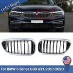 Chrome+black Front Kidney Grilles For Bmw 5-SERIES G30 G31 530I 540I 17-20. Fixed Price $57.93.