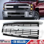 Front Upper Grille Chrome Black For 2015-2019 Chevrolet Silverado 2500HD 3500HD. Fixed Price $179.99.
