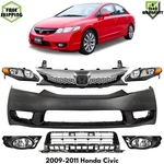 Front Bumper Paintable Plastic & Headlights Kit For 2009-2011 Honda Civic Sedan. Fixed Price $380.00.