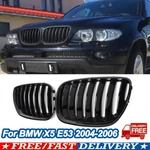 Pair Fit Bmw X5 E53 2004-2006 Gloss Black Front Bumper Kidney Hood Grille. Fixed Price $34.99.