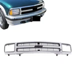 Front Gray Grille Chrome Compatible For Chevy 1994-1997 S10 Base Ls Ss .... Fixed Price $208.84.