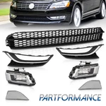 Fit Volkswagen Passat 2012-2015 Front Lower Grille Fog Light Cover Set 7 Pcs. Fixed Price $64.38.
