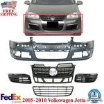 Front Bumper + Grille Assembly Fog Light Covers For 2005-2010 Volkswagen Jetta. Fixed Price $221.39.