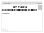 Genuine Bmw Grill Front 51-13-7-931-236 New. Fixed Price $198.07.