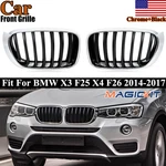 Chrome+black Front Lh Rh Kidney Upper Grille For Bmw F25 F26 X3 X4 2014-17. Fixed Price $58.99.
