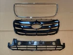 3PC Set 2010-2012 Hyundai Santa Fe Front Bumper Upper Lower Grille & Chrome Trim. Fixed Price $169.20.