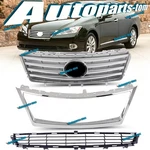 For 2010-2012 Lexus ES350 Base 3X Front Bumper Upper & Lower Grille+chrome Trim. Fixed Price $88.99.