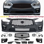 For 2014-2017 Infiniti Q50S Sport Front Bumper Upper Lower Grille Fog Lights. Fixed Price $418.00.