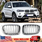 Left & Right Front Kidney Grille For 2014-2017 Bmw X3 X4 F25 F26 Chrome Silver. Fixed Price $59.79.