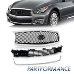 For 2015-2019 Infiniti Q70 Front Bumper Grille W/ Chrome Molding Trim 3PCS. Fixed Price $238.80.