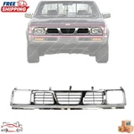 New Front Grille Chrome Shell With Gray Insert For 1993-1997 Nissan Pickup Truck. Fixed Price $89.32.
