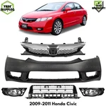 Front Bumper Paintable Plastic & Grille Assembly Kit For 2009-2011 Honda Civic. Fixed Price $280.00.