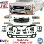 Fits Gmc Sierra 1500 2003-2006 Front Bumper Chrome & Headlight Kit With Brackets. Fixed Price $778.04.