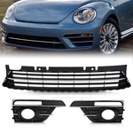 3PCS Front Bumper Lower Center Grill Fog Light Cover Set Fit 2017-2019 Vw Beetle. Fixed Price $75.99.