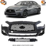 Front Bumper Cover Primed & Grille Assembly Kit For 2018-2023 Infiniti Q50. Fixed Price $470.00.