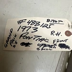 #488125 Rh Front Upper Grill - 1973 Pontiac Grand Prix Sj Nos. Fixed Price $140.00.