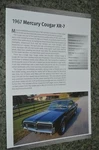 1967 Mercury Cougar XR7 Info Spec Sheet Photo Feature Print XR-7. Fixed Price $9.49.