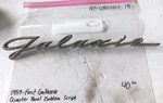 Original 1959 Ford Galaxie Quarter Panel Emblem Script #B9AB-6425622-A. Fixed Price $40.00.