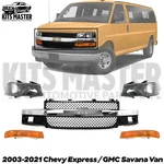Front Grille Assembly + Headlight Kit For 2003-21 Chevy Express / Gmc Savana. Fixed Price $388.50.