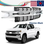 For 2019-21 Chevrolet Silverado 1500 Front Upper Grille+center Trim Chorme+black. Fixed Price $235.98.