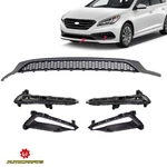 Fits Hyundai Sonata Sport 2015-2017 Front Lower Grille & Led Fog Light Drl Set. Fixed Price $255.18.