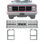 Grille Silver + Headlight Bezels For 1985-1988 Gmc C/k Series Pickup Suburban. Fixed Price $176.89.