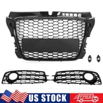 Front Bumper Grille Fog Light Set Gloss Black For Audi A3 8P Line 09-12. Fixed Price $146.83.