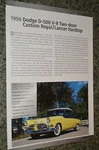 1956 Dodge Dart D500 Custom Royal Lancer Info Spec Sheet Photo Feature Print. Fixed Price $9.99.