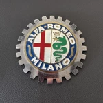 Vintage Alfa Romeo Enamel Front Classic Grill Badge/plate - Silver/gold 3.5INCH. Fixed Price $39.90.