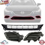 New Front Bumper Grille And Fog Light Cover Left Right 3PC For 2014-2017 Mazda 6. Fixed Price $113.20.