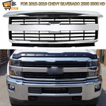 Front Upper Grille Assembly Chrome Black For Silverado 2500 Hd 3500 2015-2019. Fixed Price $175.17.