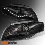 Fit 2006-2008 Audi A4 Drl Led Projector Halogen Type Black Headlights Assembly. Fixed Price $195.99.