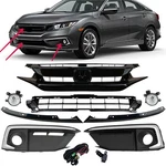 For Honda Civic Sedan 2019-21 Front Upper Lower Grille Fog Lights Kits Set 8PCS. Fixed Price $102.49.