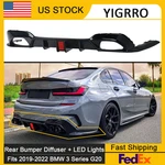Cms Gloss Black Rear Diffuser W/ Led Light For 19-22 Bmw Series G20 330I M340I. Fixed Price $129.99.