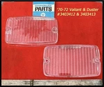 Nos Mopar 1970-1972 Plymouth Valiant + Duster Parking Light Lens Pair 1971. Fixed Price $88.50.