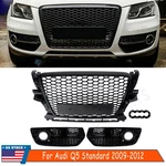 Front Bumper Grille+fog Light Cover Gloss Black For Audi Q5 2009-2012 W/o S-line. Fixed Price $183.89.