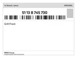 Genuine Bmw Grill Front 51-13-8-745-730 New. Fixed Price $382.65.