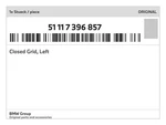 Genuine Bmw Closed Grid, Left 51-11-7-396-857 New. Fixed Price $65.85.