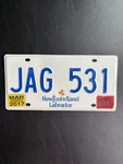 2017 2018 Newfoundland Labrador License Plate Jag 531. Fixed Price $17.40.