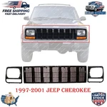 New Grille And Headlight Door Bezel 3PC Oem Replaces For 1997-2001 Jeep Cherokee. Fixed Price $86.32.